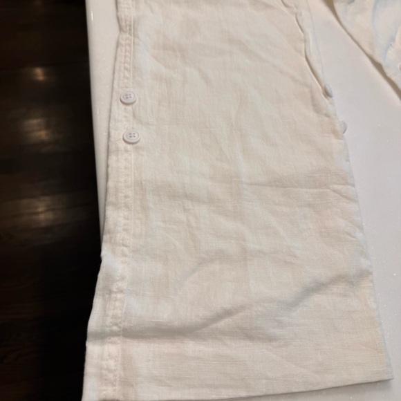 Zara Girls Linen Blend Pants Sz 11-12 Years Roll Tab Leg Pockets NWOT - Picture 10 of 16